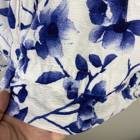 Chicos' Jacket Full Zip Floral White Blue 100% Cotton Comfort sz 3 / XL - Picture 6 of 8